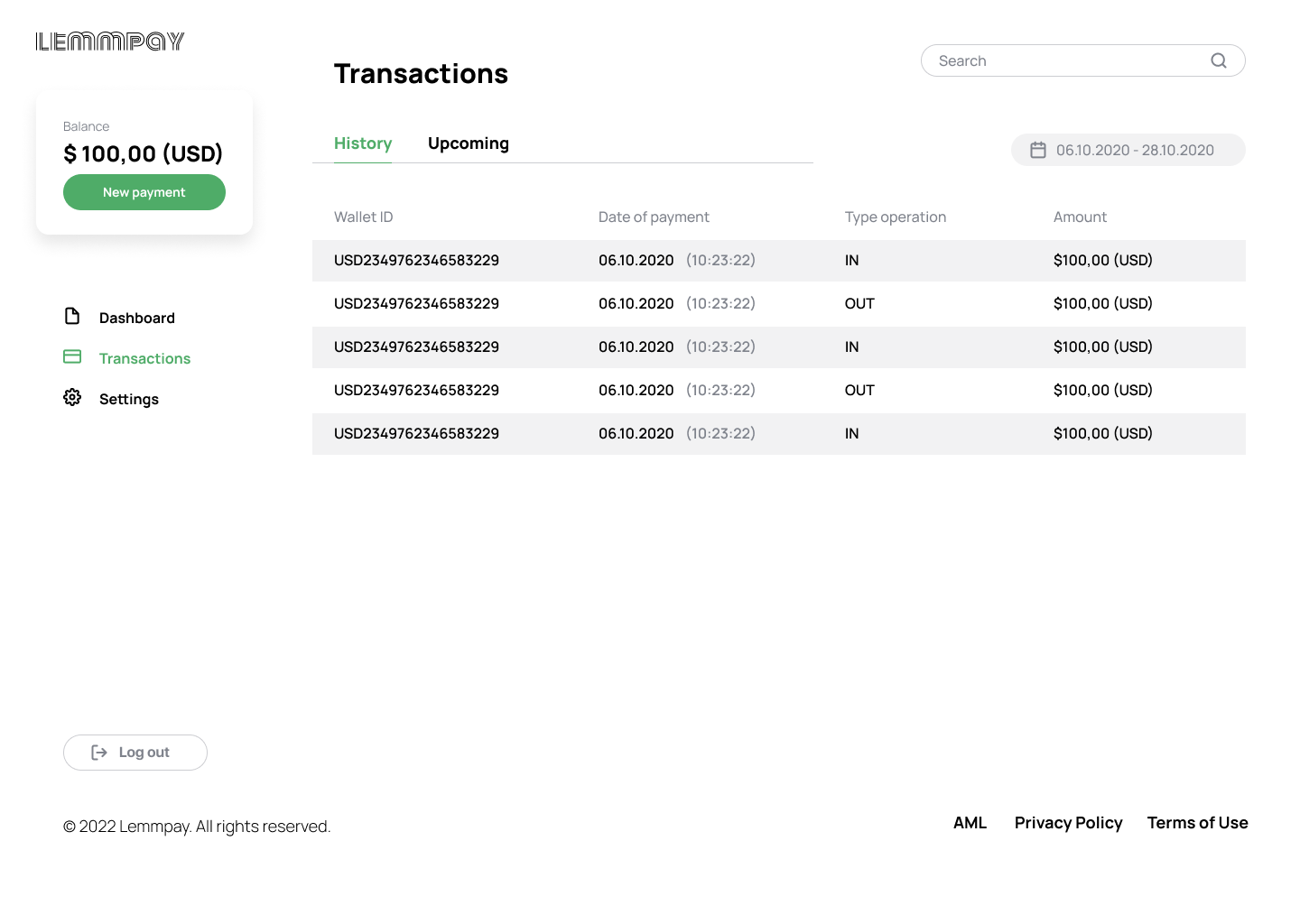 transactions sreen